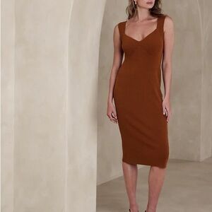 Elegant Brick Beown Sleeveless Dress